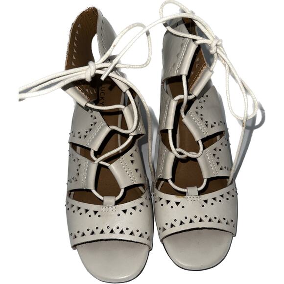 Lucky Brand Bone‎ Lace up Perforated Sandals Size 8M - Picture 1 of 5